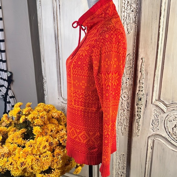 Woolrich Vintage Cozy Old Red Patterned Women's Funnel Neck Sweater - Picture 7 of 13